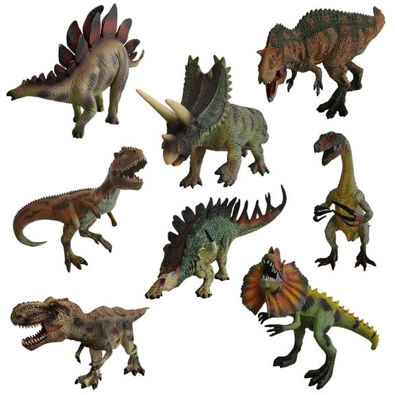 Animal Quest: Dinosaur Series - Lost Lands - 8 Piece Prehistoric Set, Toy Figurine Collection, 4 - 8.25" Realistic Miniatures, Play & Display, Kids 3+