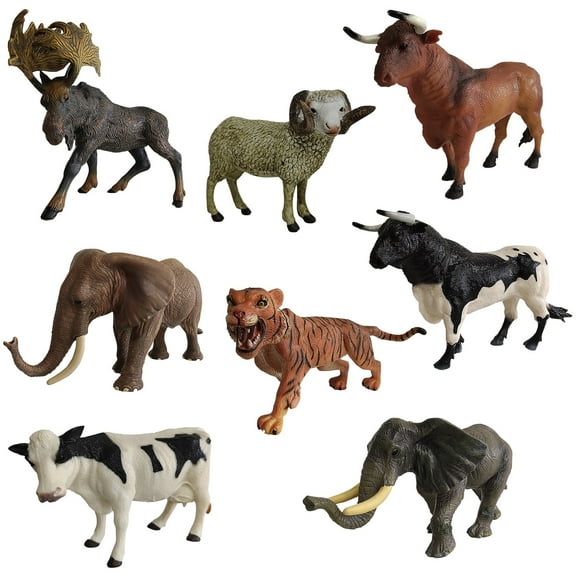 Animal Quest: Wild Kingdom II Animals - 8 Piece Set, Toy Figurine Collection, Posed Wildlife, 3 - 4.75" Realistic Miniatures, Play & Display, Kids 3+