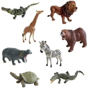 Animal Quest Zoo Animals - 8 Piece Set, Toy Figurine Collection, Posed Wildlife, 1.75 - 7 Realistic Miniatures, Play & Display, Toddler & Kids 3+