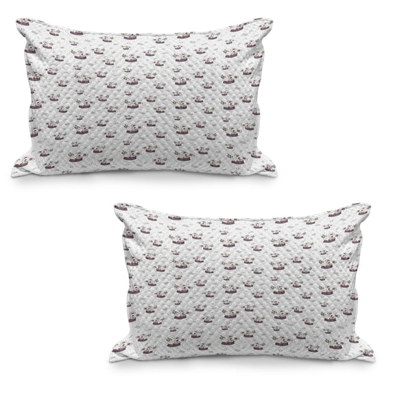 Animal Quilted Pillowcover Set of 2, Bear Koalas Pattern on a Plain Background, Standard Queen Size Pillow Cover for Bedroom, 36" x 20", White Mauve Taupe, by Ambesonne
