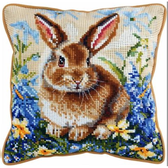 Animal Rabbit Cross Stitch Pillow Cases Stamped Kits , 17.72" x 17.72" , Cross Stitch Kits Stamped (11 Count)