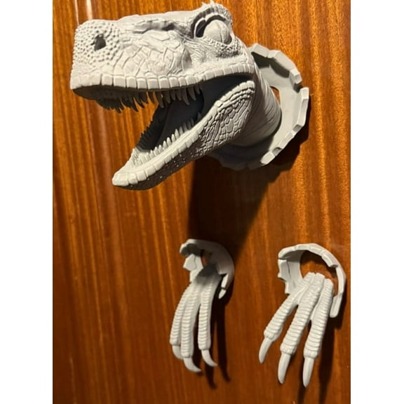 Animal Raptor Dinosaur Head Bust Sculpture Resin Wall Hanging Dinosaur Decor for Living Room Bedroom Office