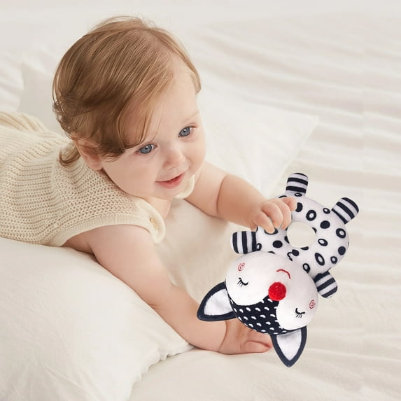 Animal Rattle Round Hand Rattle Plush Toy For 0+ Months, Elephant & Zebra Styles, Soft Plush Baby Toy With Built-In Bell For Early Development, Safe Chewable Material, Cute