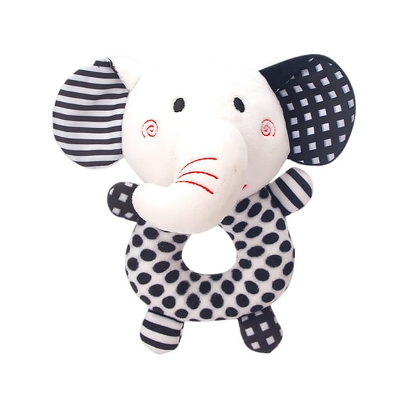 Animal Rattle Round Handheld Rattle Plush Toy - Soft, Cute Elephant Design With Polka Dot & Striped Patterns, Safe For Infants - Newborns, Toddlers, Baby Shower Gifts, Nursery