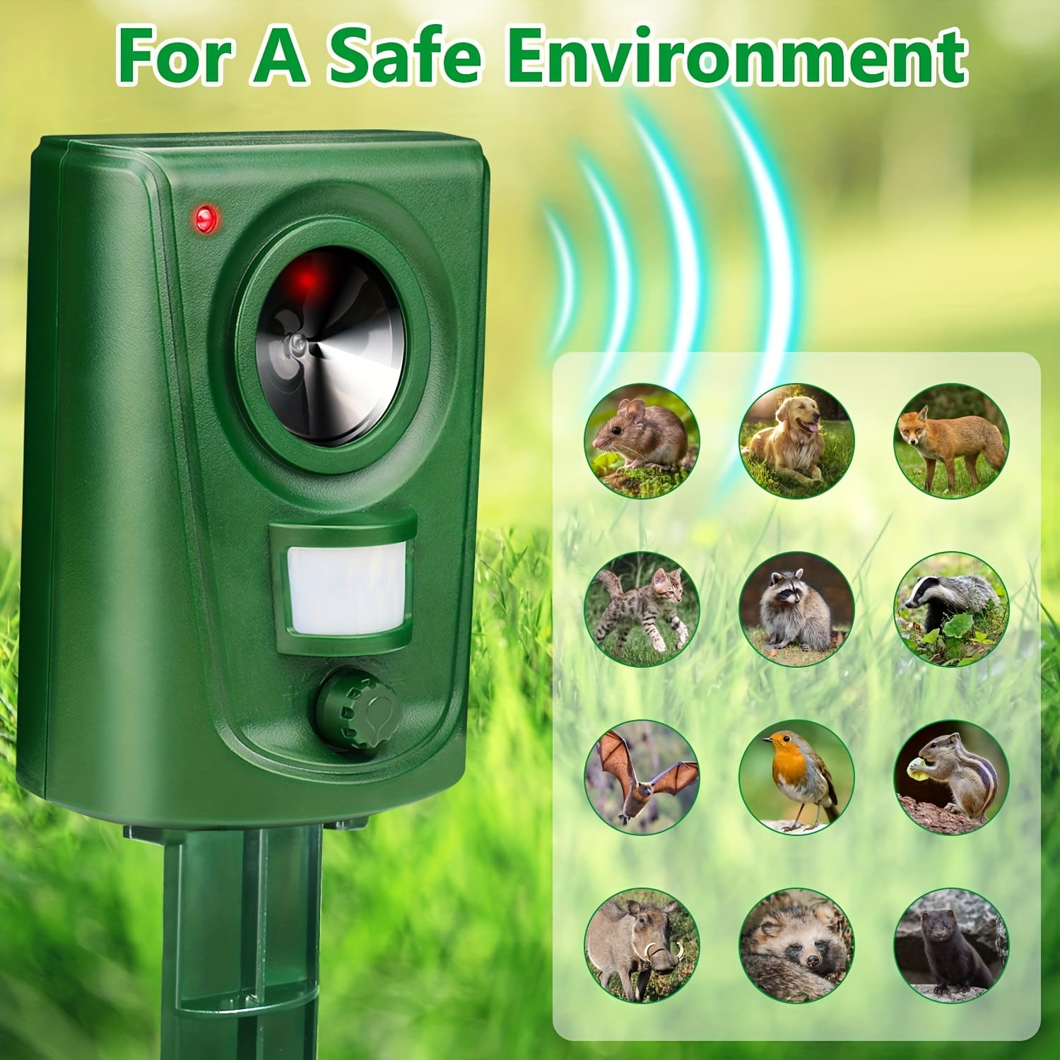 Animal Repellent Battery Powered Animal Repeller Ultrasonic Deterrent
