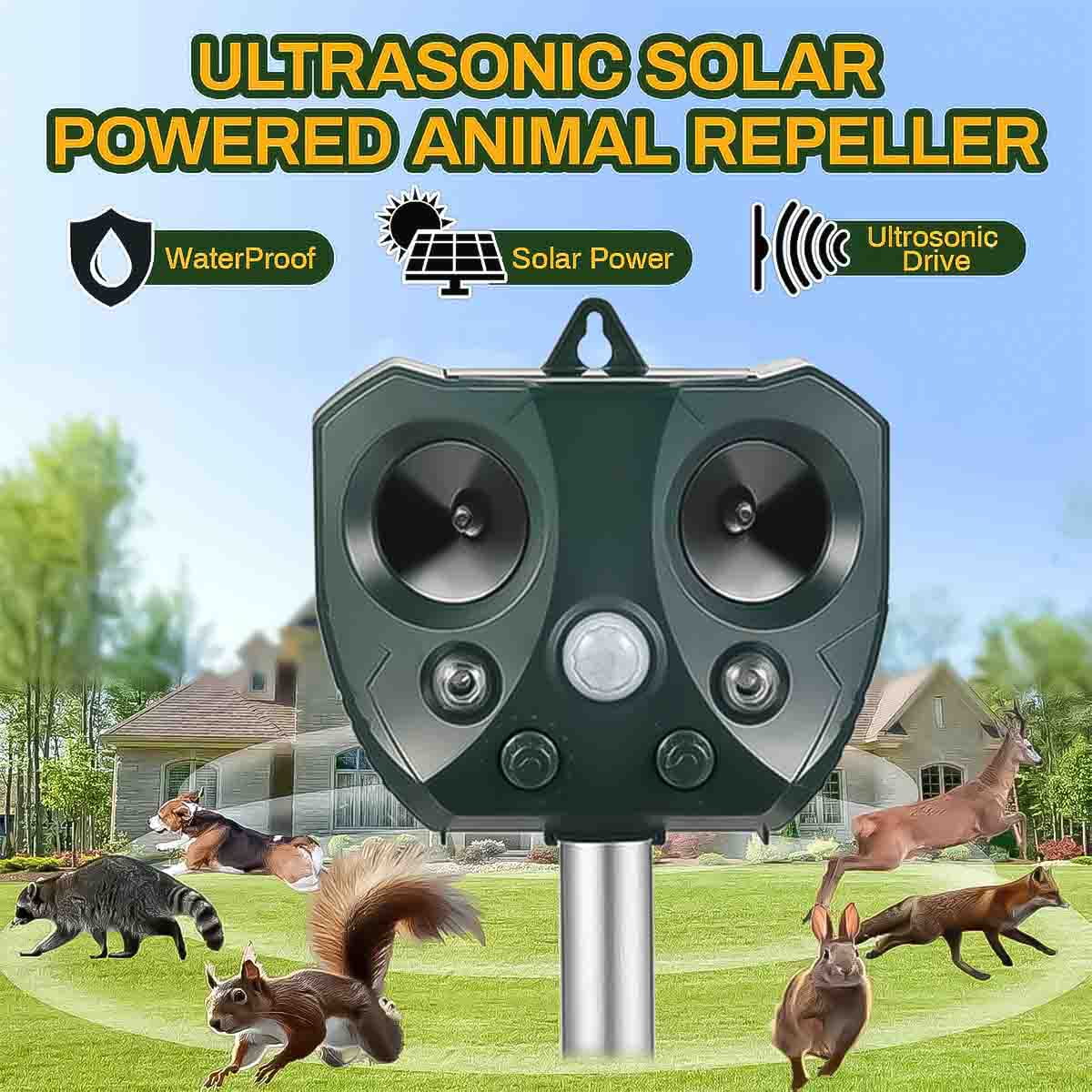 Animal Repellent Outdoor Deer Repellent Ultrasonic Cat Repellent with ...