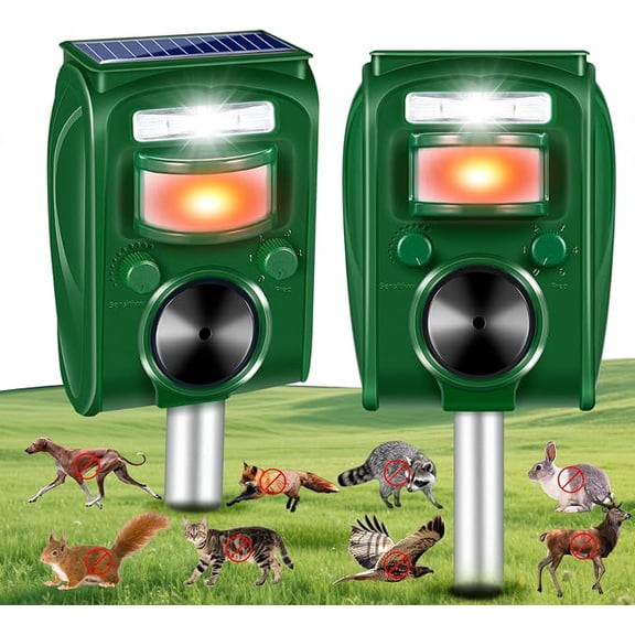 JahyEelc Animal Repellent,2 pack Outdoor Ultrasonic Solar Device Motion Sensor Loud Sound Waterproof - Effective Animal Deterrent - Protect Your Property