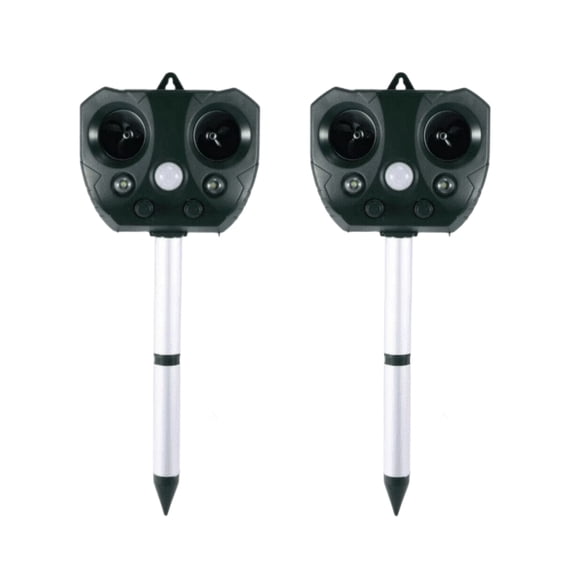 Animal Repellent Solar Powered Motion Sensor Safe & Humane Outdoor Waterproof Deer Raccoon Cat Squirrel Skunk Dog Rabbit Coyote (2Pack)