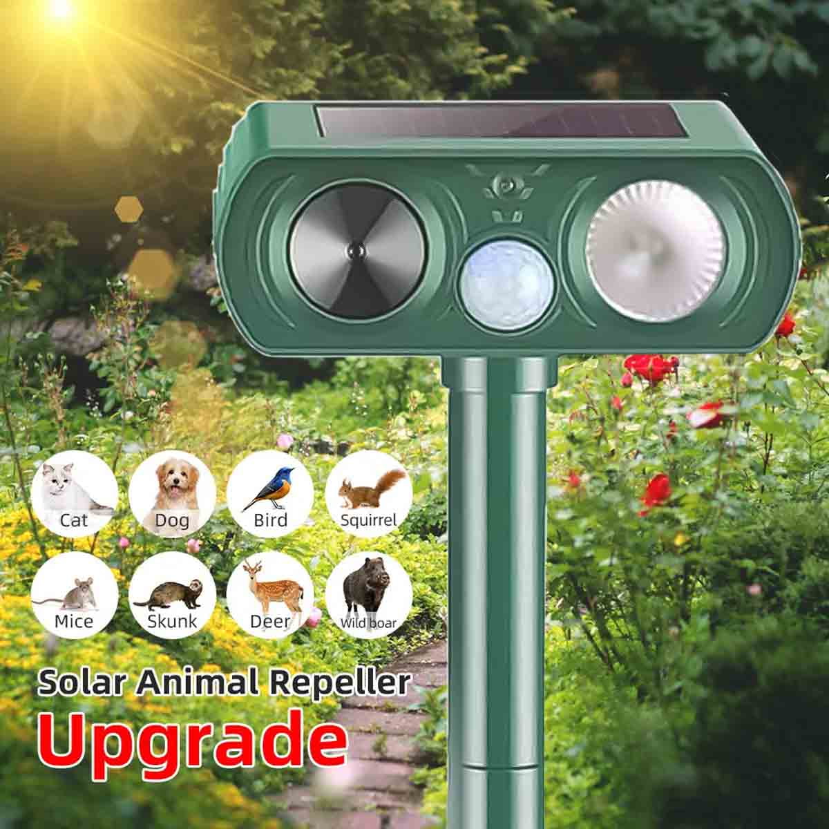 Garden Protection From Animals Solar-Powered Ultrasonic Animal Repeller ...