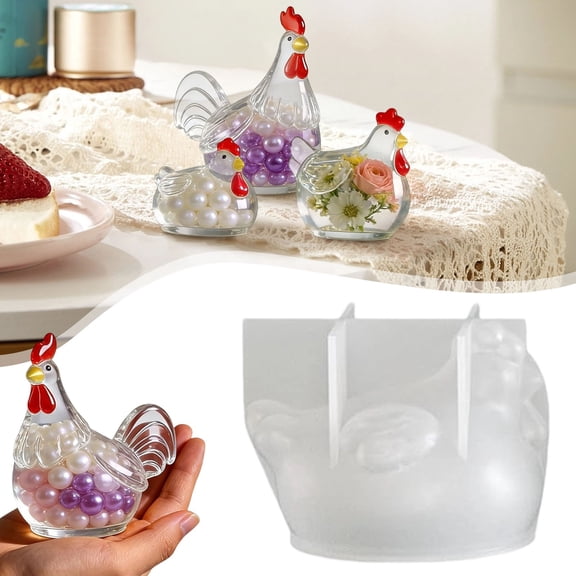 Animal Resin Large 3D Chicken Resin Silicone Epoxy For Resin Casting Soap Candle Flowers Preservation Chicken Decor(001-5376)