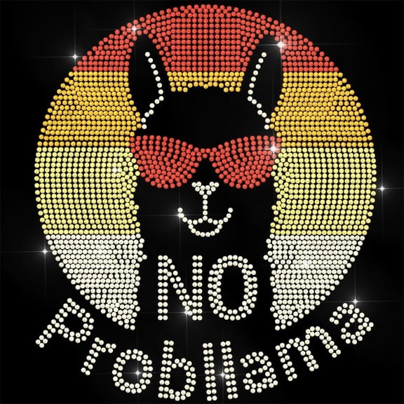 Animal Rhinestone Iron on Transfer Alpaca with NO Probllama Bling Diamond Hotfix Patches for Clothes 11.6"x8.2" Large Iron On Sequin Applique for Jeans Caps Bag T-Shirts Shoes DIY Decor