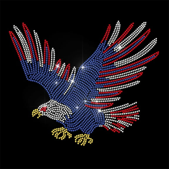 Animal Rhinestone Iron on Transfer Eagle Bling Diamond Hotfix Patches for Clothes Large Iron On Sequin Applique for Jeans Jacket Caps Bag T-Shirts Shoes DIY Decor Colorful