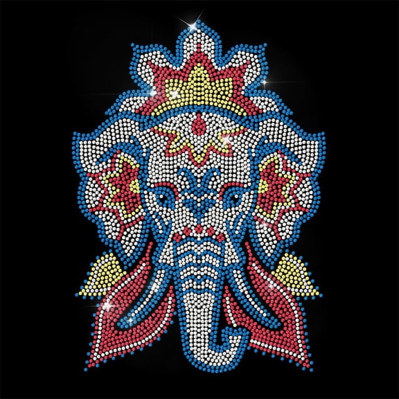 Animal Rhinestone Iron on Transfer Patterned Elephant Bling Diamond Hotfix Patches for Clothes 11.6"x8.2" Large Iron On Sequin Applique Glass Rhinestone