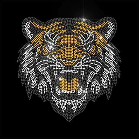 Animal Rhinestone Iron on Transfer Tiger Bling Diamond Hotfix Patches for Clothes Large Iron On Sequin Applique for Jeans Jacket Caps Bag T-Shirts Shoes DIY Decor Silver