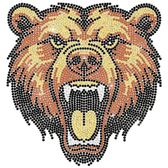 Animal Rhinestone Iron on Transfer Bear Roar Bling Diamond Hotfix Patches
