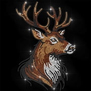 Animal Rhinestone Iron on Transfer Realistic Deer Bling Diamond Hotfix Patches