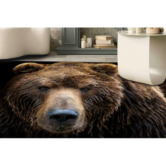 Animal Rug, Bridesmaid Gift Rug, Wild Animal Rug, Modern Rug, Cool Rug, Brown Bear Rugs, Easy to Clean Rug, Loft Rug, Saloon Rugs, Brown Rug, 2.6'x9.2' - 80x280 cm