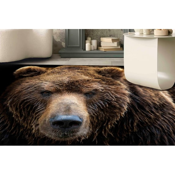 Animal Rug, Bridesmaid Gift Rug, Wild Animal Rug, Modern Rug, Cool Rug, Brown Bear Rugs, Easy to Clean Rug, Loft Rug, Saloon Rugs, Brown Rug, 5.9'x9.2' - 180x280 cm