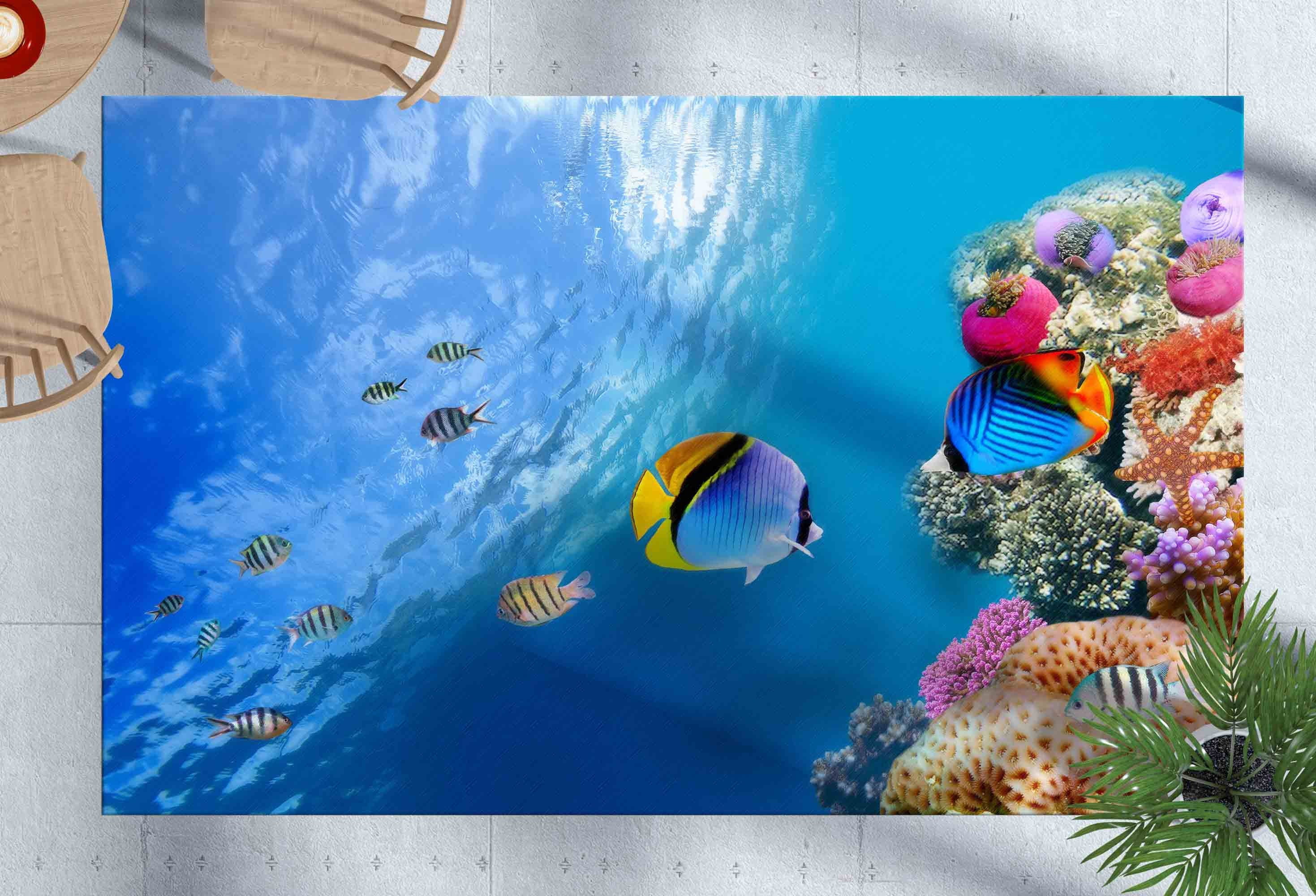 Large Fis Rug Animal Rug, Fish Rugs, Popular Rug, Entry Rug, Underwater Fish View ...