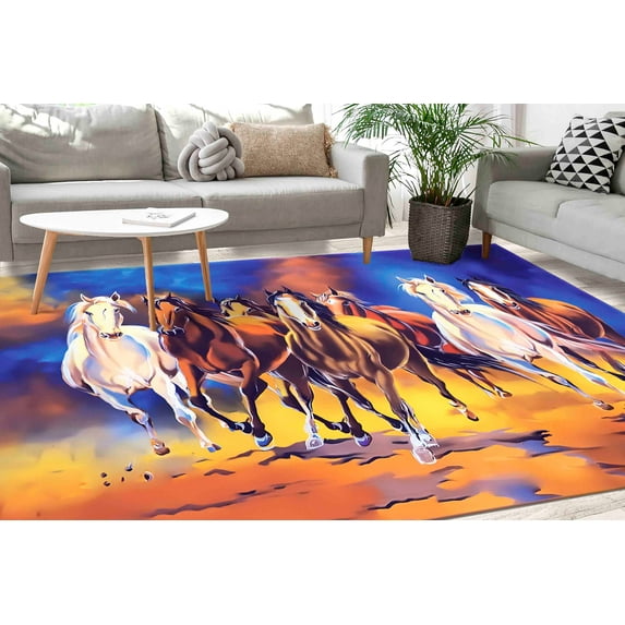 Animal Rugs, Abstract Rug, Outdoor Rug, Horses Rugs, Running Horses Painting Rugs, Home Decor Rug, Area Rug, Wedding Rugs, Farmhouse Decor, 5.2'x7.5' - 160x230 cm