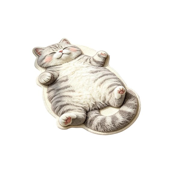 Animal Rugs, Cute Irregular Shaped Rug for Bedroom Bathroom Room, Funny Cartoon Pet Area Carpet Rugs, Cat Decor Dog Shaped Pet and Entryway Runner Rug Gray Cat