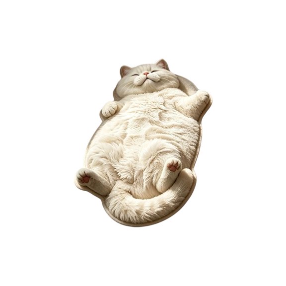 Animal Rugs, Cute Irregular Shaped Rug for Bedroom Bathroom Room, Funny Cartoon Pet Area Carpet Rugs, Cat Decor Dog Shaped Pet and Entryway Runner Rug White Cat