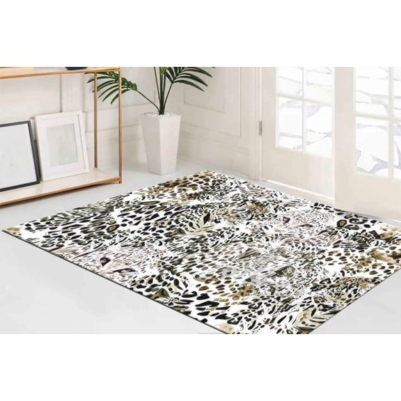 Animal Rugs, Door Mat Rugs, Tropical Leopard Rug, Luxury Rug, Safari Rug, Rug, Living Room Rugs, 3D Printed Rug, Salon Rugs, Farmhouse Rug, 2.6'x5' - 80x150 cm