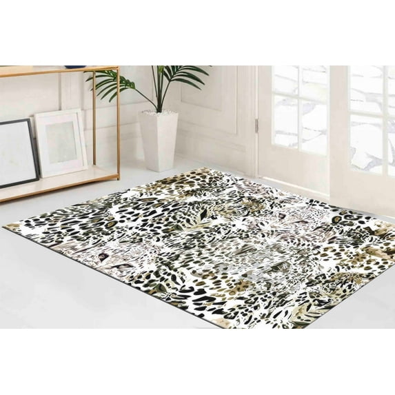Animal Rugs, Door Mat Rugs, Tropical Leopard Rug, Luxury Rug, Safari Rug, Rug, Living Room Rugs, 3D Printed Rug, Salon Rugs, Farmhouse Rug, 5.2'x7.5' - 160x230 cm