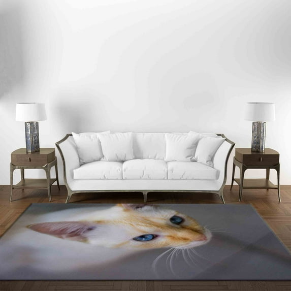 Animal Rugs, Home Decor Rugs, Salon Decor Rug, Door Mat Rug, Cat Photo Print Rug, Thin Rugs, Cat Rugs, Animal Rug, Popular Rugs, Thick Rugs, 3.3'x9.2' - 100x280 cm