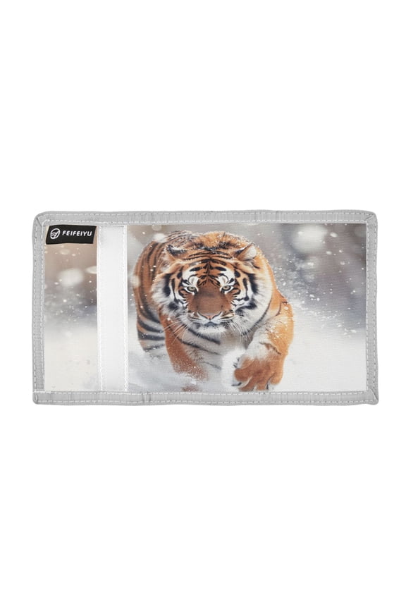 Animal Running on The Snowfield Trifold Wallets Card Holders Coin Pockets with Lanyards Portable Unisex