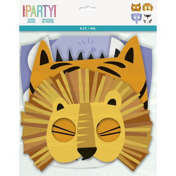 Animal Safari Party Masks, 8ct