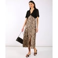 thumbnail image 1 of Animal Satin Mix Flutter Sleeve Midi Dress, 1 of 8