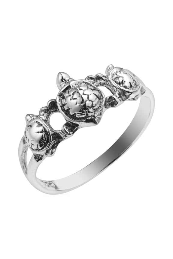 Animal Sea Shell Turtle Tropical Beach .925 Silver Ring-6