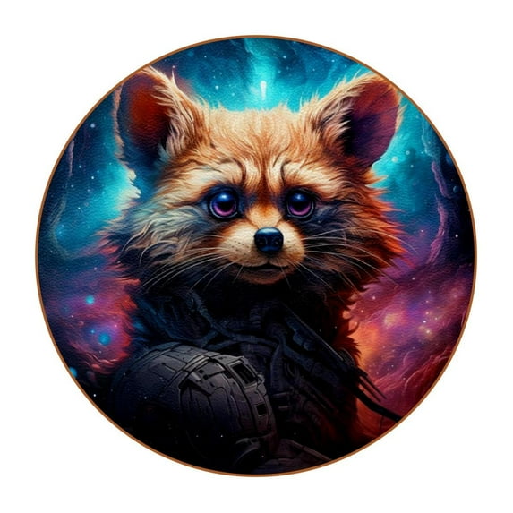 Animal Set of 6 Microfiber Leather Round Coasters, 11x11 cm/4.3x4.3 in Drink Coasters - Absorbent Cup Mats for Table, Bar, Home - Black Coaster Set