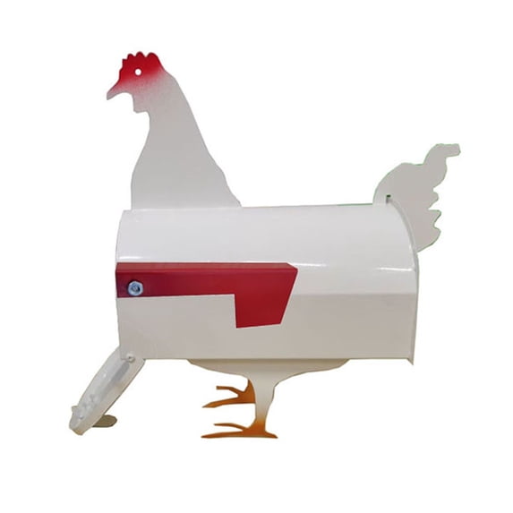 Animal Shaped Creative Metal Mailbox, Decorative Horse Cow Chicken Outdoor Post Mail Box for Farmhouse Yard Garden Decor, Personalized Waterproof Letter Box with Flag