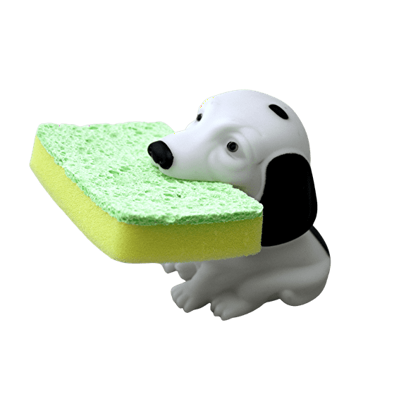 Animal-Shaped Dog Sponge Holder with Sponge White Dog with Black Spots Fun Kitchen Counter Organizer, Novelty Gift Idea by Dependable Industries Inc. Essentials