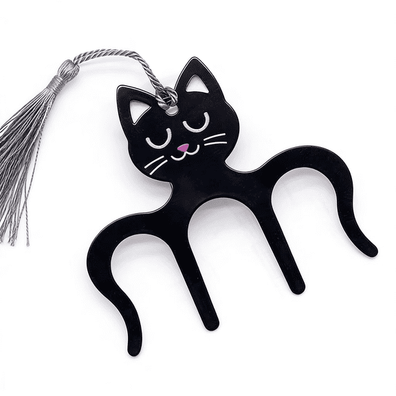 Animal Shaped Metal Page Keeper Portable Clamp Book Holder, Lightweight Reading Accessory for Sheet Music & Cookbooks (RL Black Cat, 1 PC)
