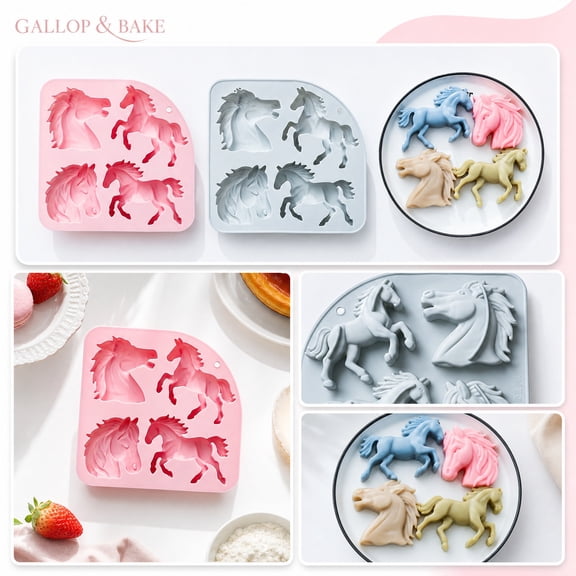 Animal Shaped Mold, Horse Head Shape, Running Horse, Stallion Mold, 7X7X1.5 In, Oven Safe Freezer Safe Microwave Safe Multi-Use Baking Mold for Home Kitchen and Craft Projects