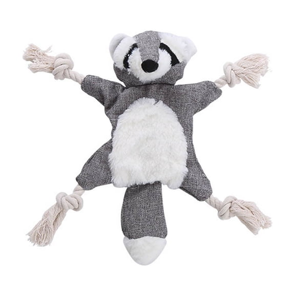 Animal Shaped Plush Squeaky Dog Toy with Durable Outer Interactive Chew for Puppies and Adult Dogs Small Medium Large Breeds Grey