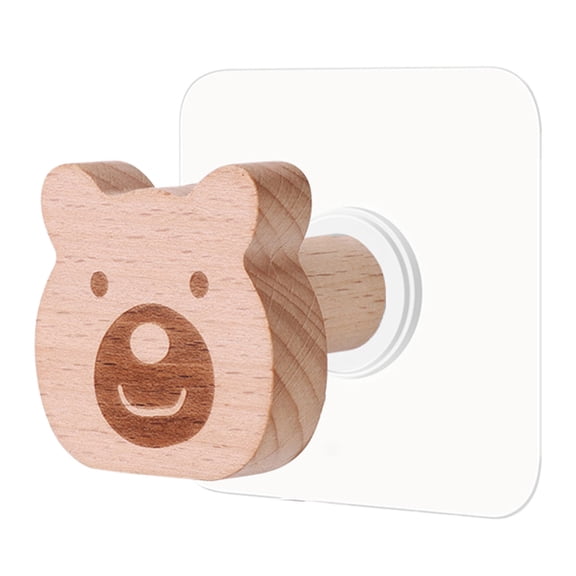 Animal Shaped Wooden Cabinet Knobs Self Adhesive Wood Drawer Handles Unfinished Wood Knobs for Dresser Cat Paw/Rabbit/Bear/Panda/Pig/ Drawer Knobs Pulls Handles