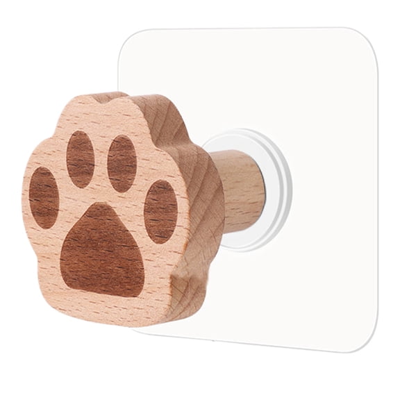 Animal Shaped Wooden Cabinet Knobs Self Adhesive Wood Drawer Handles Unfinished Wood Knobs for Dresser Cat Paw/Rabbit/Bear/Panda/Pig/ Drawer Knobs Pulls Handles
