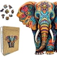 thumbnail image 1 of CRAFTHUB Animal Shaped Wooden Puzzles for Adults – A3 Vivid Elephant with 155 Pieces – Jigsaw Puzzle with Unique Shapes – Family Games for Kids and Adults – 11" x 10.5", 1 of 5