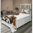thumbnail image 1 of Ambesonne Animal Fitted & Top Sheet Set with Sham, Cat Dog Friends Portrait, Brown Black White, 1 of 4
