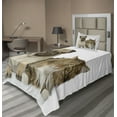 thumbnail image 1 of Ambesonne Animal Fitted & Top Sheet Set with Sham, Pets Sitting Studio Shot, Brown Beige, 1 of 4