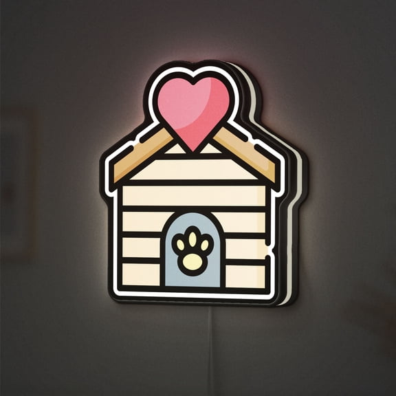 Animal Shelter Dog 3D Novelty Light Box for Pet Lovers, Home Decor Gift Featuring Shelter and Dog House Theme for Animal Rescues (Width 16 inch, 40cm)