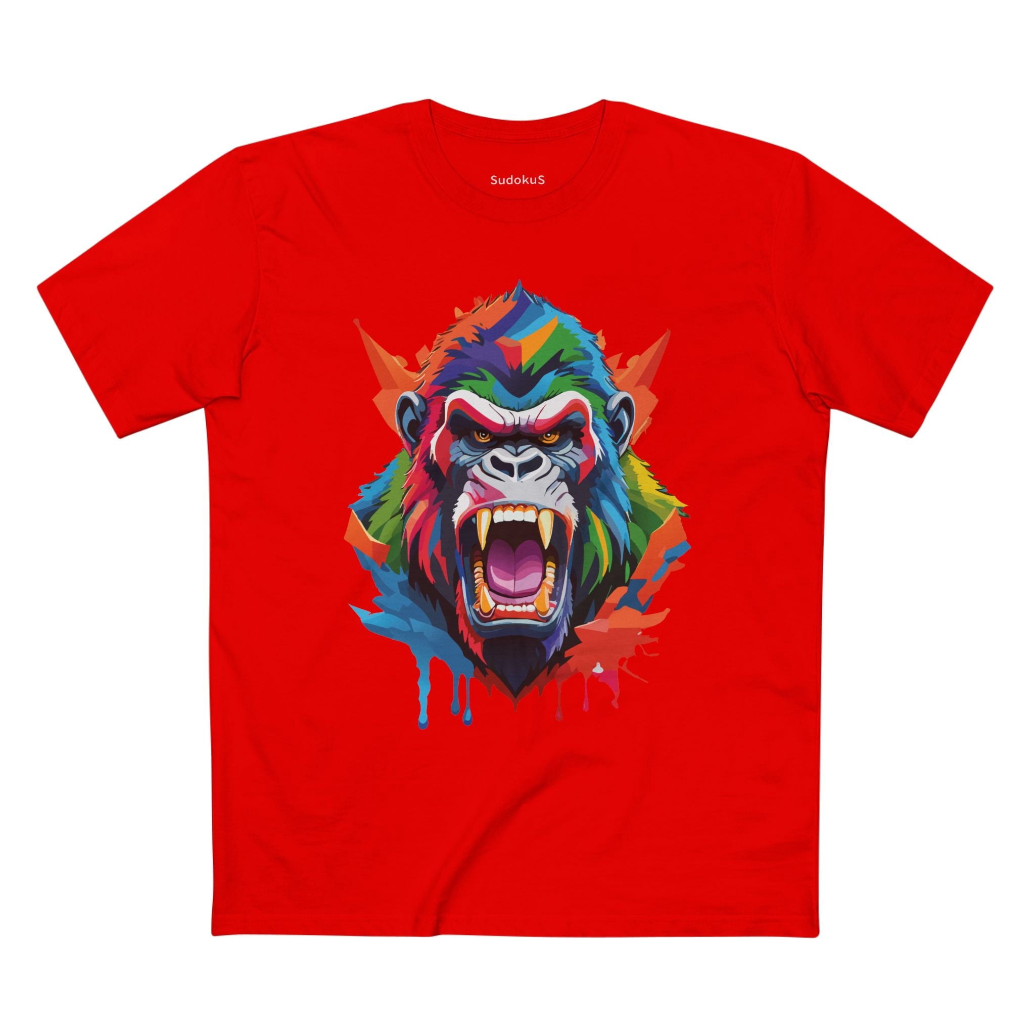 Red Gorilla PETA Cotton T-Shirt by Screen Stars
