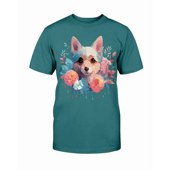 Animal Shirt, Tee Shirt with Animals, Floral Dog T-Shirt