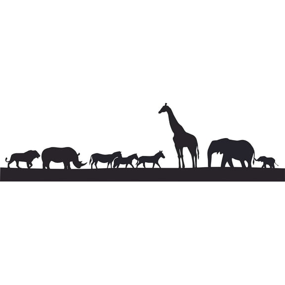 Animal Silhouette Animals Wildlife Zoo Customized Wall Decal - Custom Vinyl Wall Art - Personalized Name - Baby Girls Boys Kids Bedroom Wall Decal Room Decor Wall Stickers Decoration Size (15x30 inch)