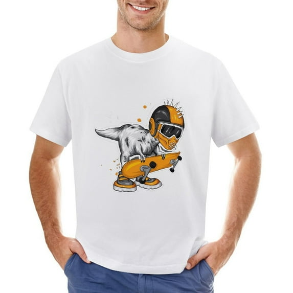 Animal Skate Vintage T-shirt Mens Cotton Classic Crewneck Short Sleeve Tees Unisex White 5XL