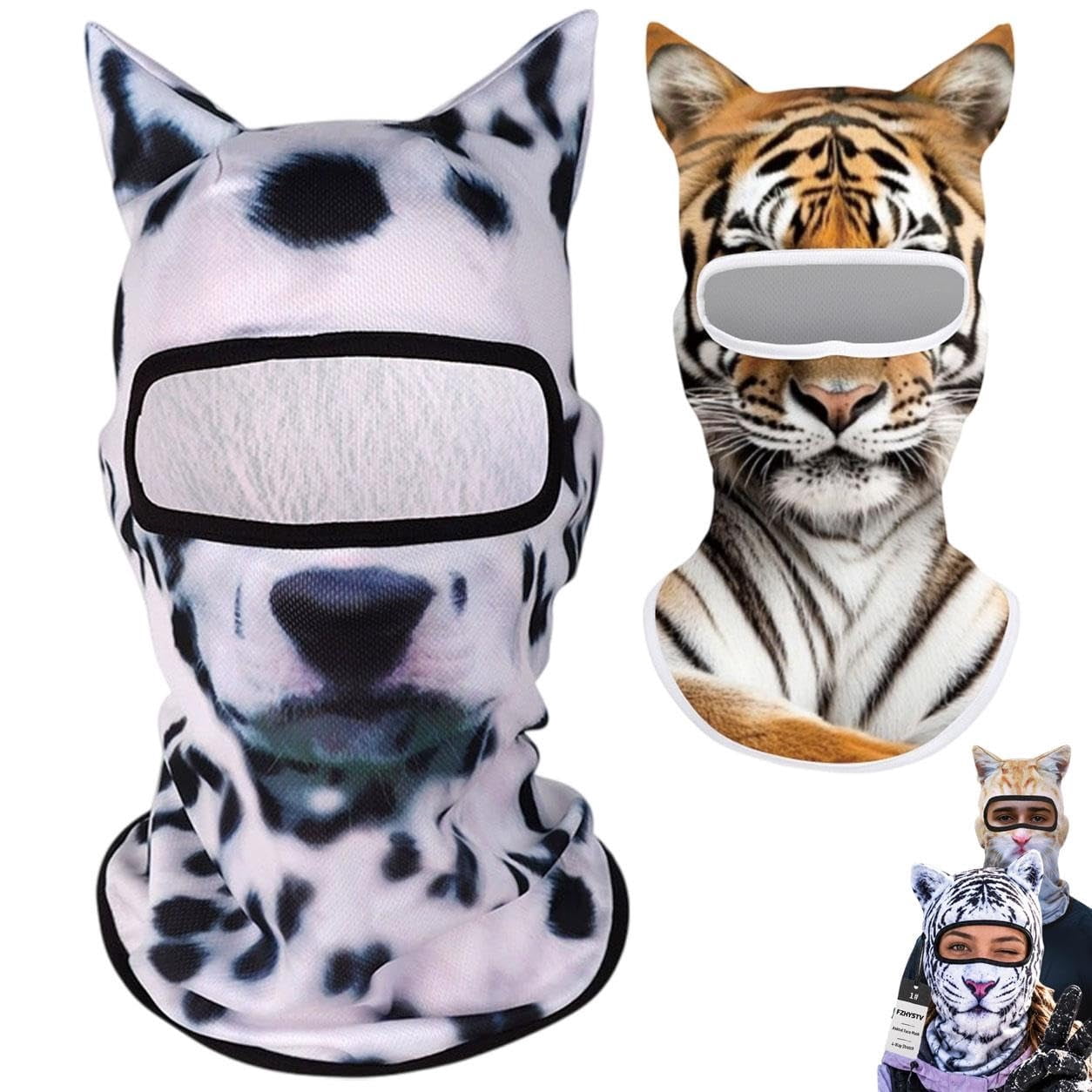 Animal Ski Masks Funny Winter 3D Print Cat Feral Face Balaclava with ...